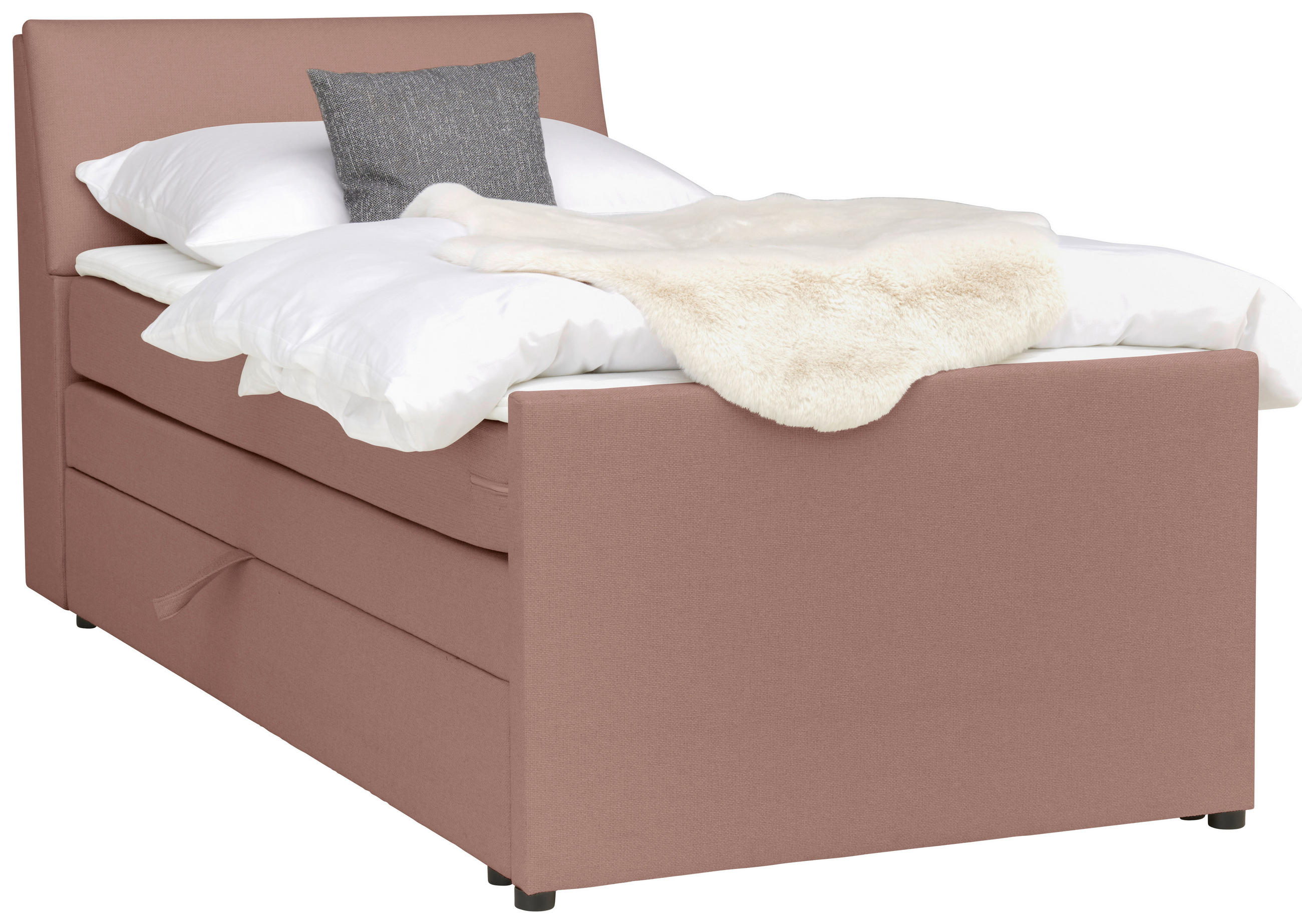 BOXSPRINGBETT 120/200 cm  in Altrosa  - Altrosa/Schwarz, Modern, Holz/Textil (120/200cm) - MID.YOU