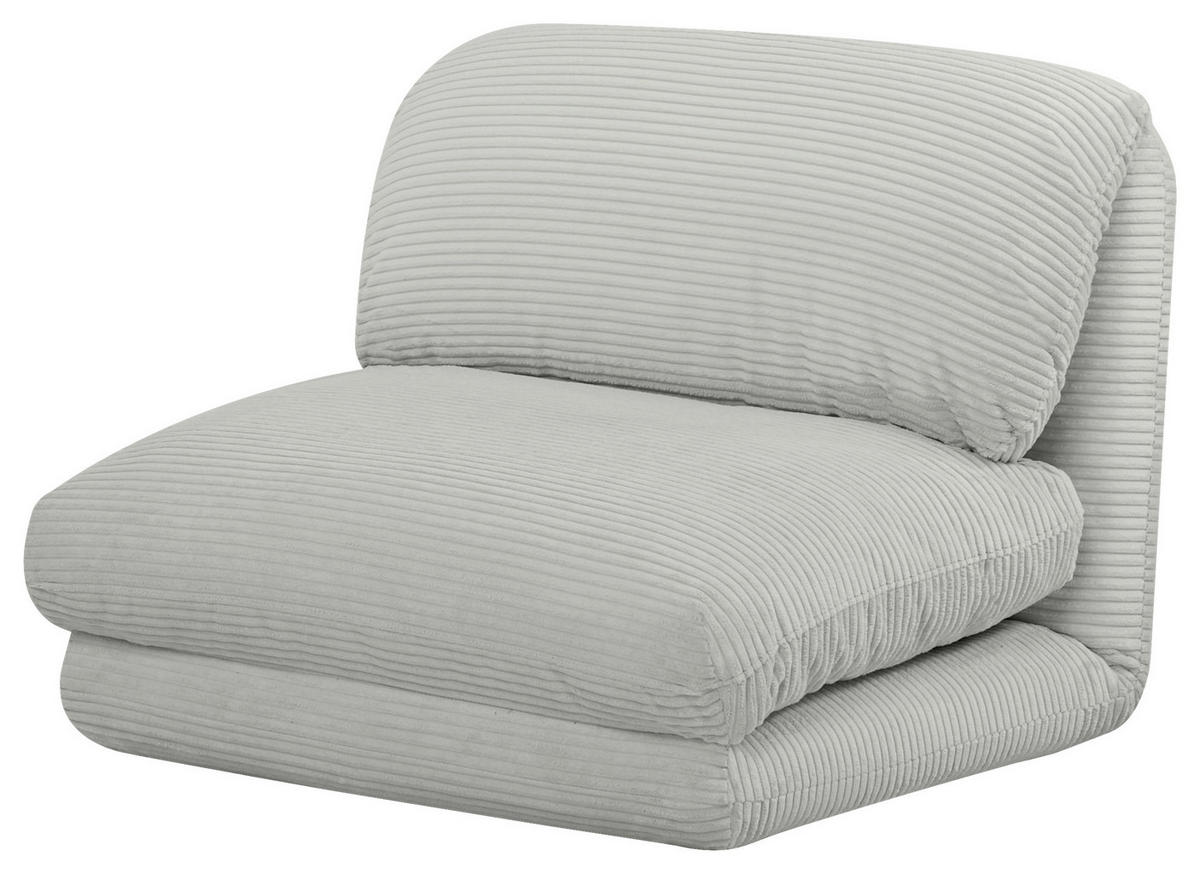 SCHLAFSESSEL Cord Hellgrau    - Hellgrau, Design, Textil/Metall (82/58/78cm) - Livetastic