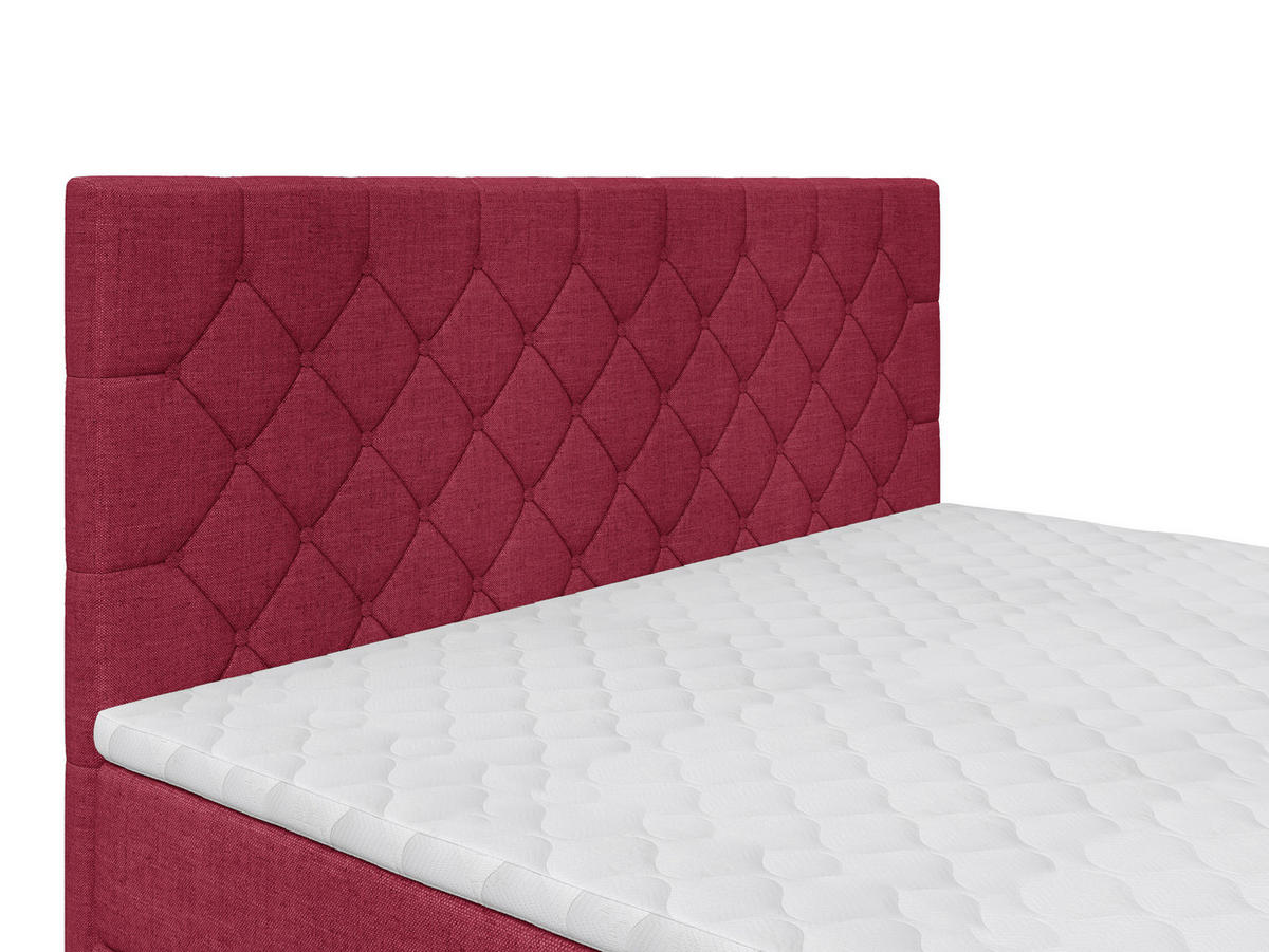 BOXSPRINGBETT 180/200 cm,  in Rot, Matratze, Topper, H2 + H2 = mittel  - Rot/Schwarz, KONVENTIONELL, Textil/Metall (180/200cm) - Chameo