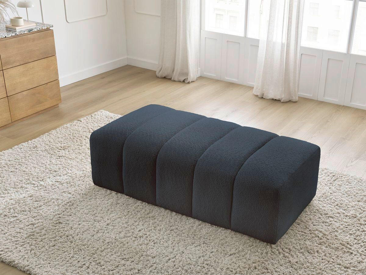 HOCKER ANNECY Bouclé Dunkelblau  - Schwarz/Dunkelblau, MODERN, Kunststoff/Textil (146/45/68cm)