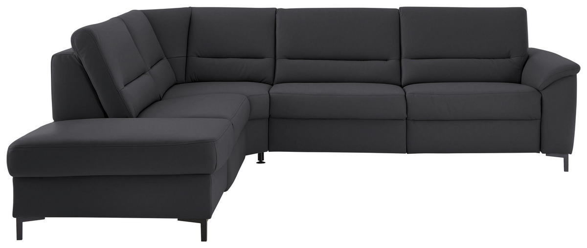 ECKSOFA Echtleder Anthrazit  - Anthrazit/Schwarz, Konventionell, Leder/Metall (249/290cm) - Beldomo Premium
