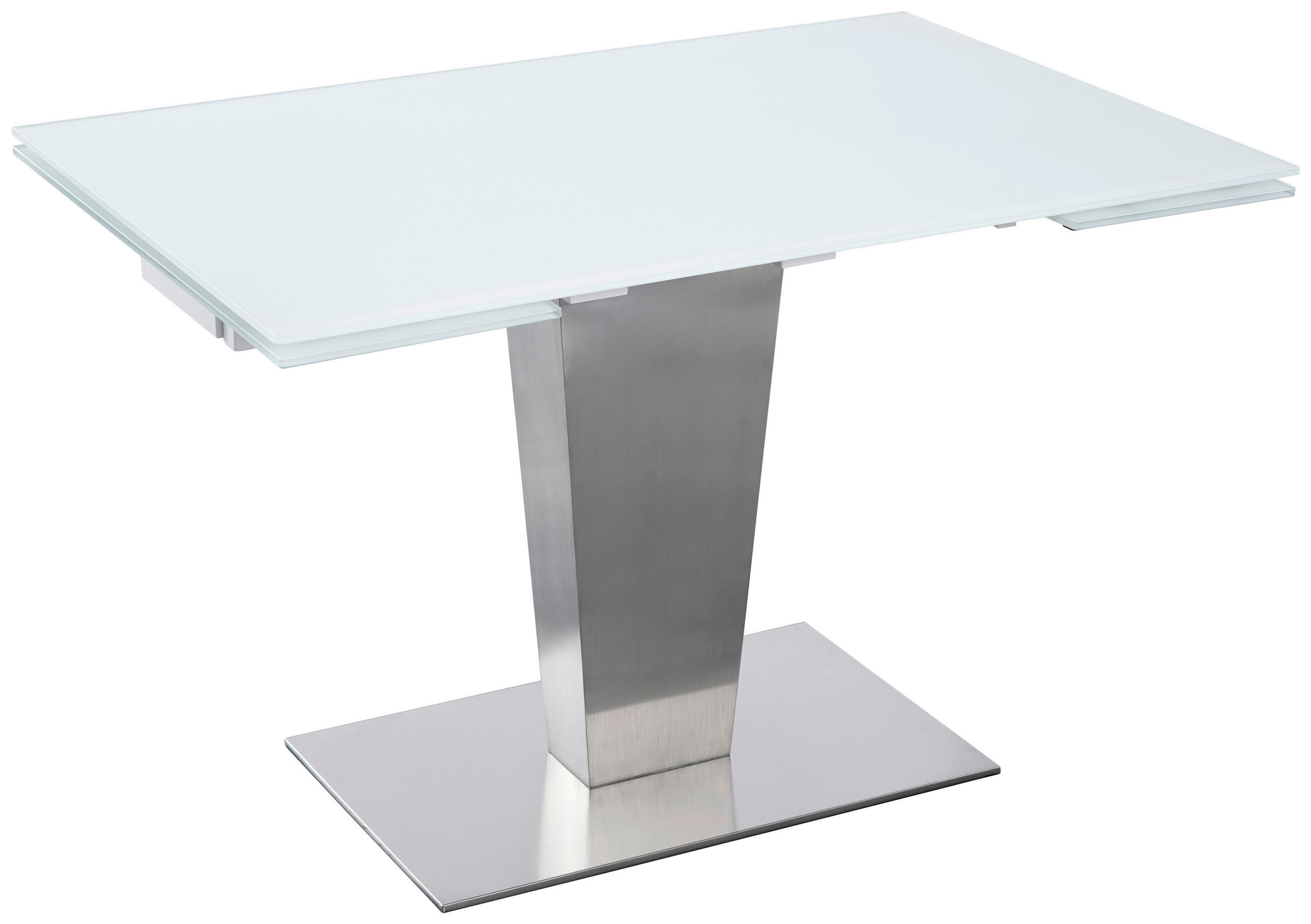 ESSTISCH  Metall, Glas ausziehbar rechteckig Weiß, Edelstahlfarben  - Edelstahlfarben/Weiß, Design, Glas/Metall (120-179/80/76cm) - Novel