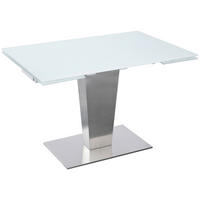 ESSTISCH  Metall, Glas ausziehbar rechteckig Weiß, Edelstahlfarben  - Edelstahlfarben/Weiß, Design, Glas/Metall (120-179/80/76cm) - Novel