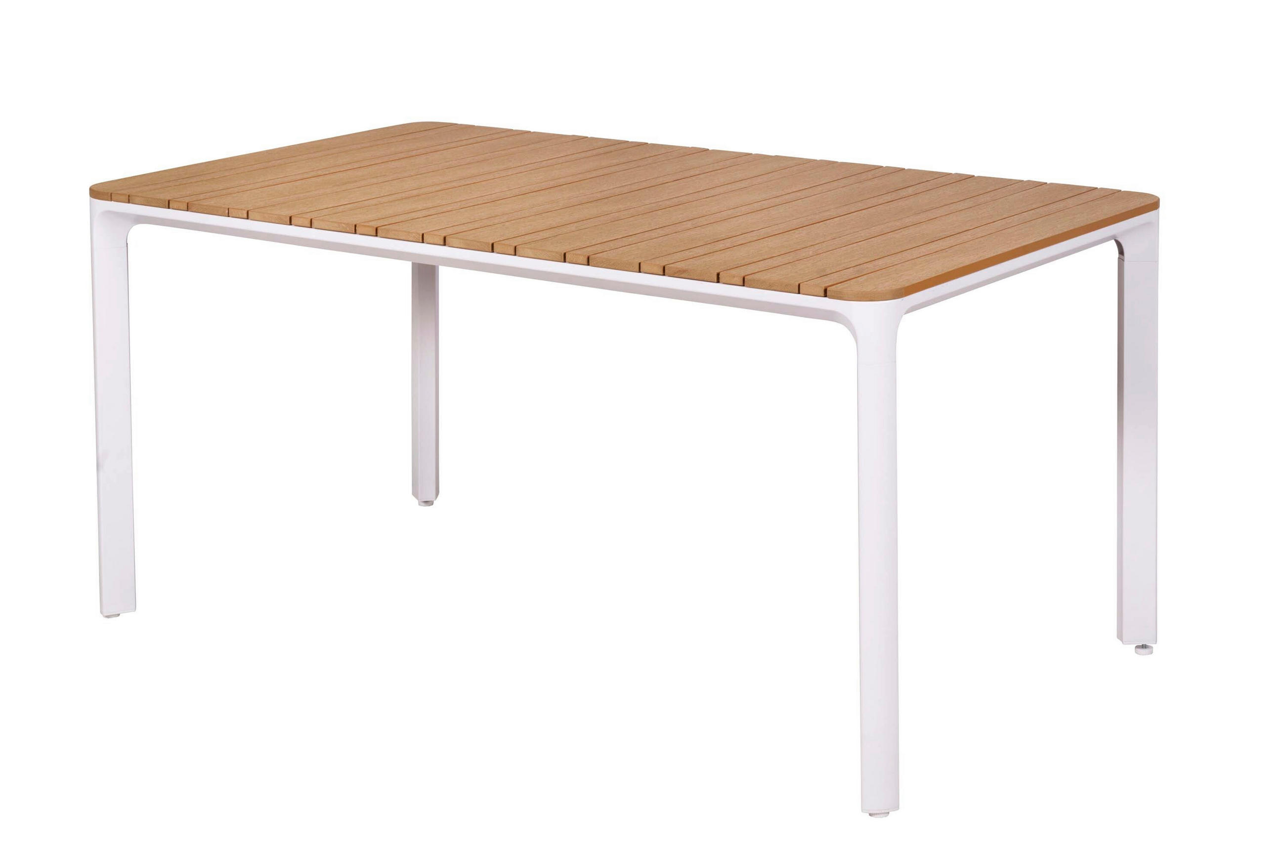 GARTENTISCH 160/90/77 cm Metall, Kunststoff rechteckig  - Naturfarben/Weiß, KONVENTIONELL, Kunststoff/Metall (160/90/77cm) - Gardenson