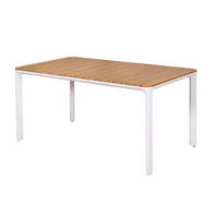 GARTENTISCH 160/90/77 cm Metall, Kunststoff rechteckig  - Naturfarben/Weiß, KONVENTIONELL, Kunststoff/Metall (160/90/77cm) - Gardenson