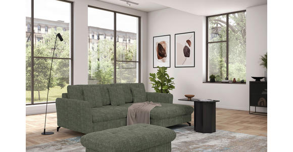 ECKSOFA in Flachgewebe, Leinenoptik Grün 242/170 cm - Schwarz/Grün, Design, Textil/Metall (242/170cm) - Xora
