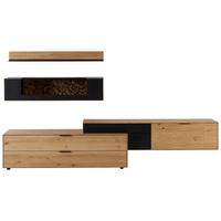 WOHNWAND  in Schwarz, Eichefarben  317,3/130/45,2 cm  - Wildeiche/Eichefarben, Design, Glas/Holz (317,3/130/45,2cm) - Valdera