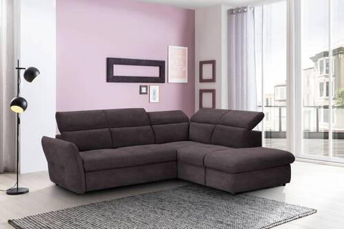 ECKSOFA in Mikrofaser Dunkelbraun  254/224 cm  - Dunkelbraun/Schwarz, Design, Kunststoff/Textil (254/224cm) - Stylife
