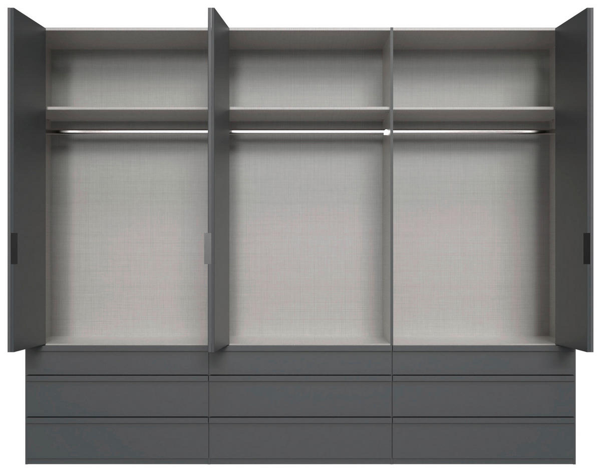 FALTTÜRENSCHRANK 300/216/58 cm 6-türig Graphitfarben  - Schwarz/Graphitfarben, Design, Holzwerkstoff (300/216/58cm) - Boxxx