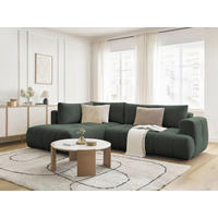 ECKSCHLAFSOFA FUJI Leinenoptik Grün  inkl.  - Schwarz/Grün, MODERN, Kunststoff/Textil (204/282cm)