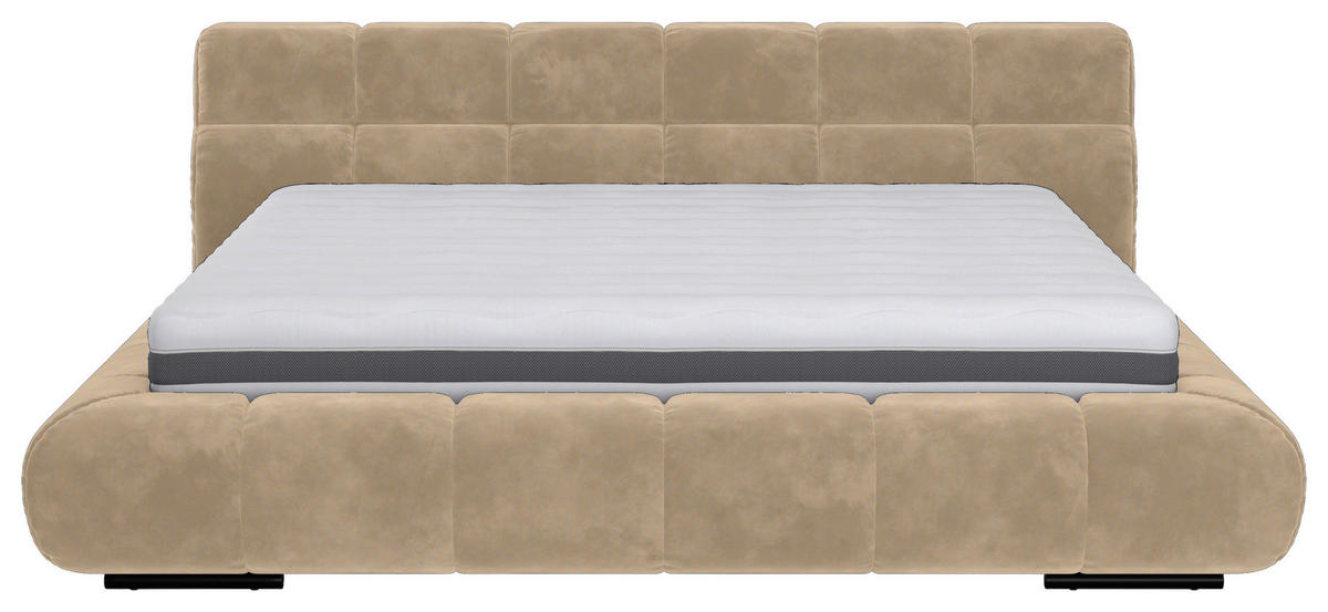POLSTERBETT 200/200 cm,  in Sandfarben,  - Sandfarben/Schwarz, Design, Textil/Metall (200/200cm) - Belluti