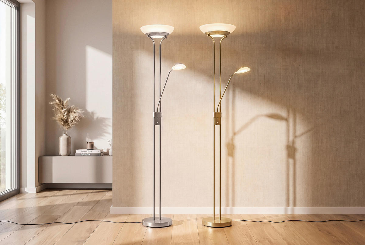 LED-DECKENFLUTER Orson 32,5/180 cm  - Alabasterfarben/Nickelfarben, Design, Glas/Metall (32,5/180cm) - Novel