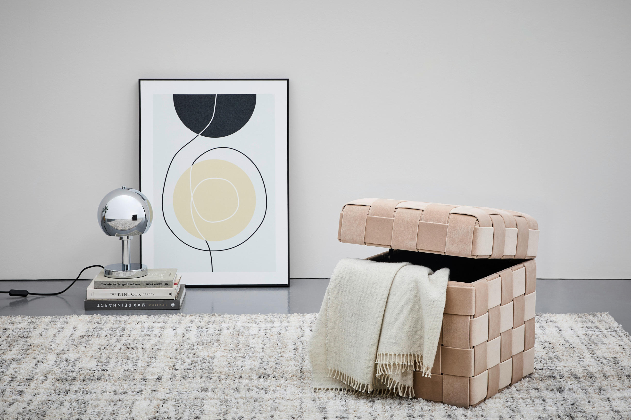 HOCKER in Textil, Holzwerkstoff Creme  - Creme/Schwarz, Trend, Holzwerkstoff/Textil (40/43/40cm) - Xora