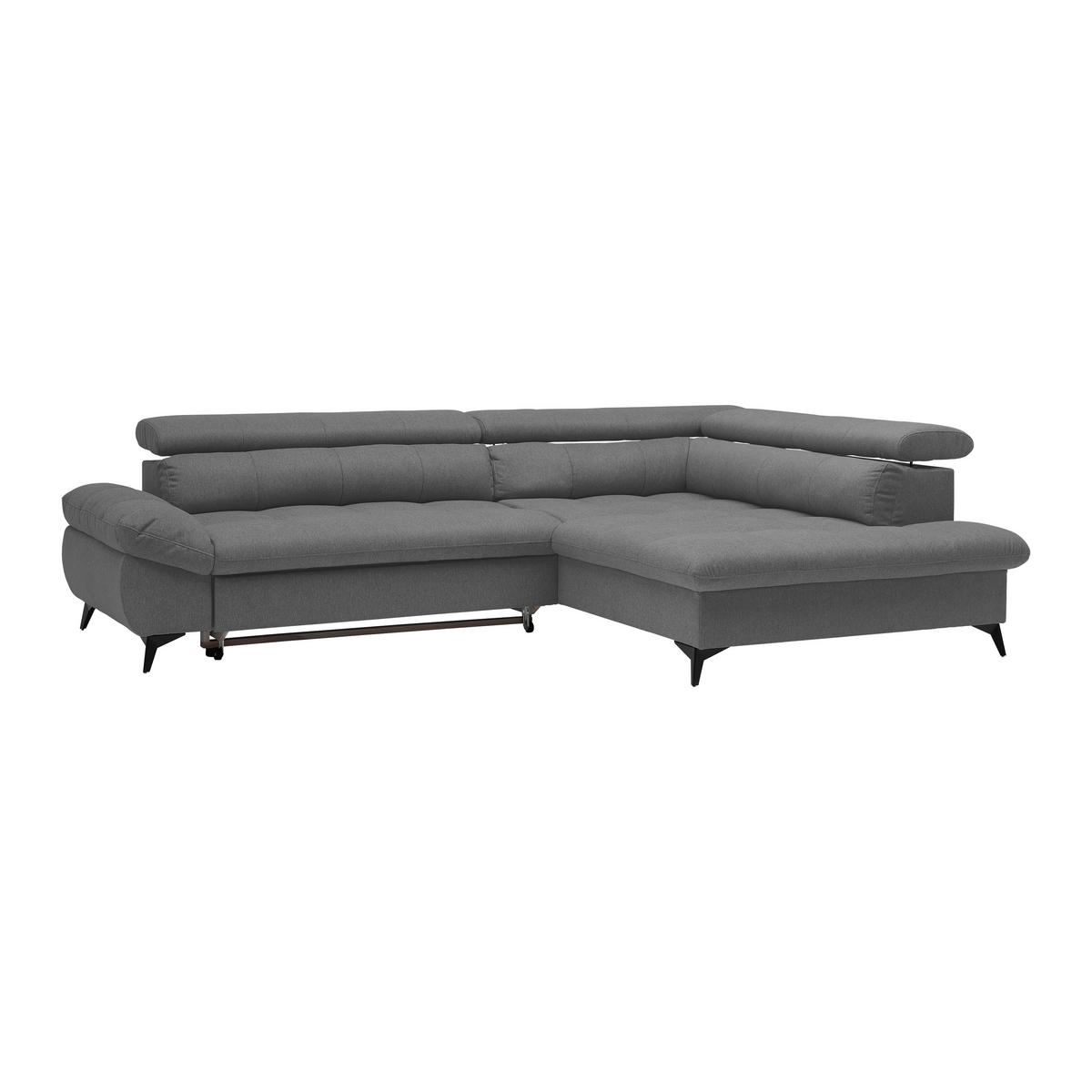 ECKSOFA in Chenille Anthrazit  - Anthrazit/Schwarz, Modern, Textil/Metall (296/201cm) - Livetastic