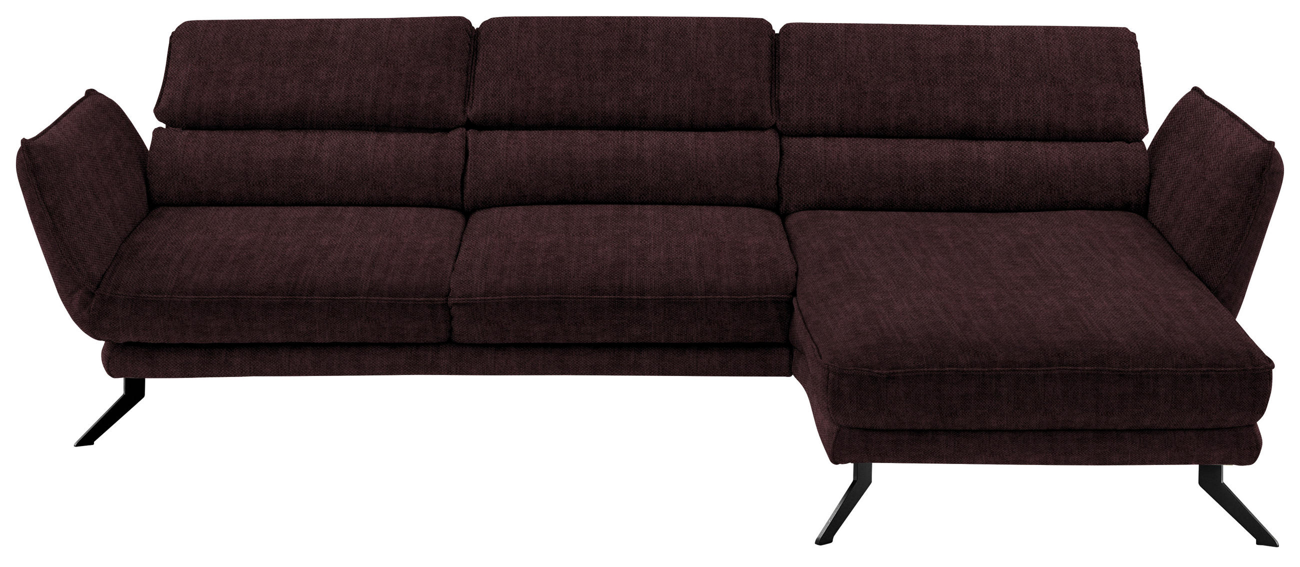 ECKSOFA in Velours Dunkelbraun  - Dunkelbraun/Schwarz, Design, Textil/Metall (283/153cm) - Valdera