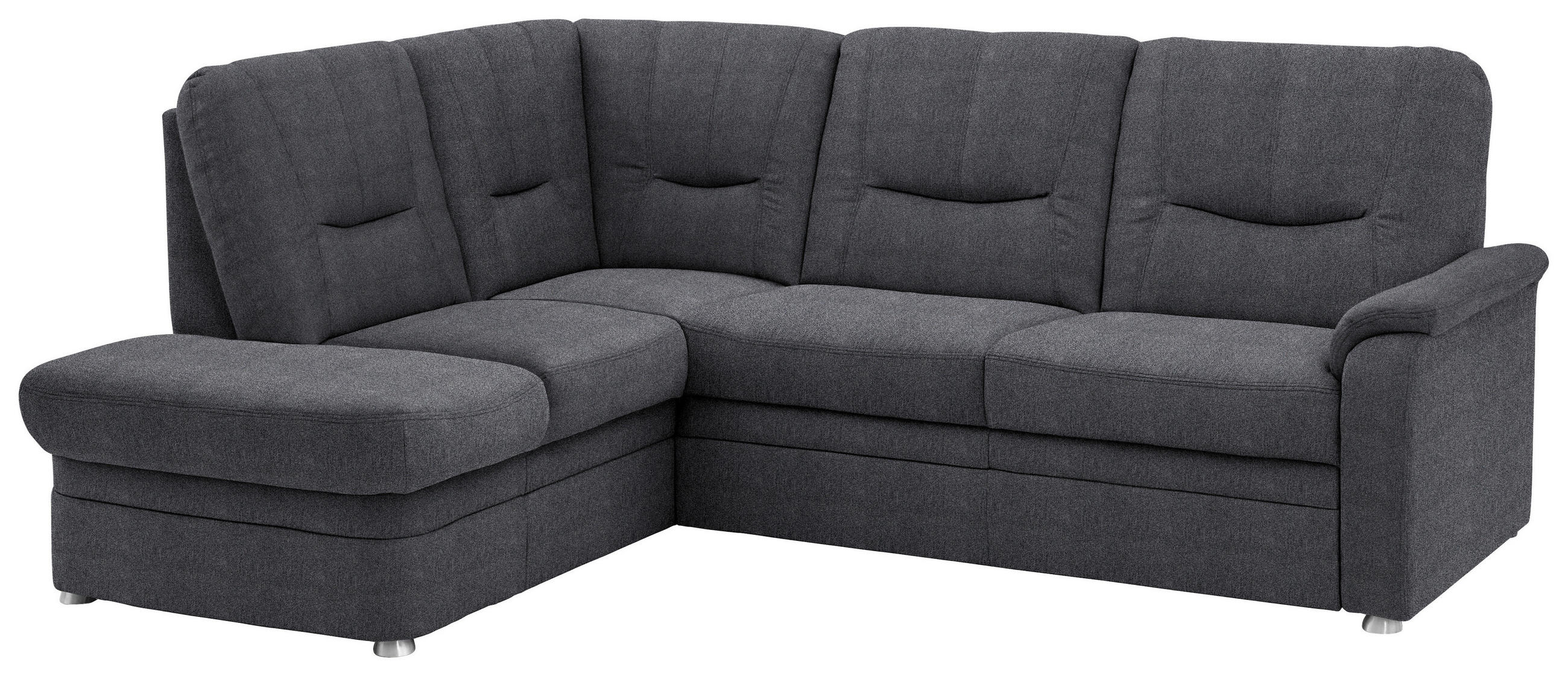 ECKSOFA Chenille Dunkelgrau  - Dunkelgrau/Schwarz, Konventionell, Kunststoff/Textil (185/235cm) - Beldomo Comfort