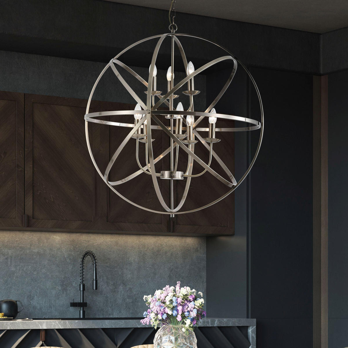 HÄNGELEUCHTE Orbit 86/210 cm   - Messingfarben, Design, Metall (86/210cm) - Searchlight
