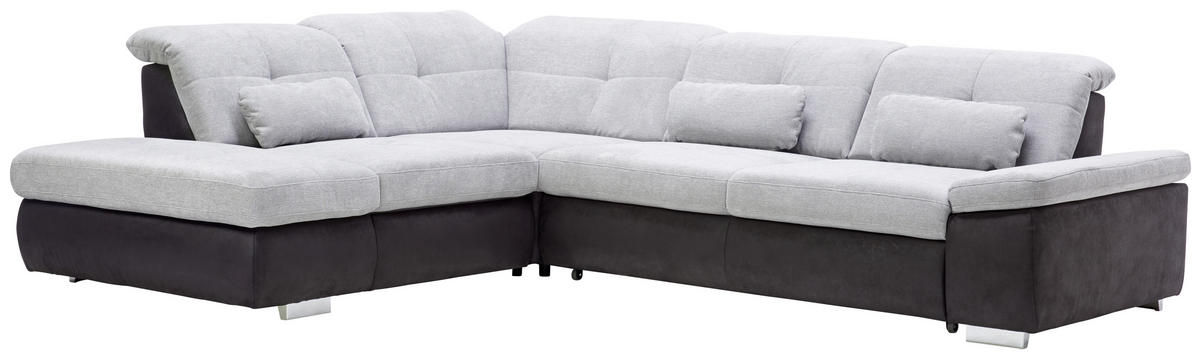 HÖRNSOFFA i chenille svart, aluminiumfärg  - kromfärg/aluminiumfärg, Design, metall/textil (260/312cm) - Beldomo Style