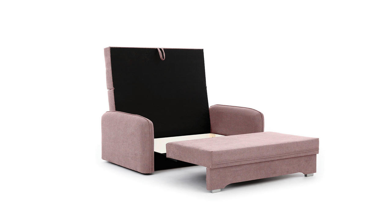 SCHLAFSOFA in Textil Rosa  - Silberfarben/Rosa, Design, Kunststoff/Textil (155/105/75cm) - MID.YOU