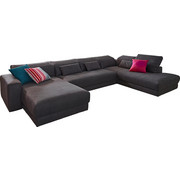 WOHNLANDSCHAFT in Textil Dunkelgrau - Dunkelgrau, Design, Textil (190-195/394-399/232-237cm) - Pure Home Lifestyle