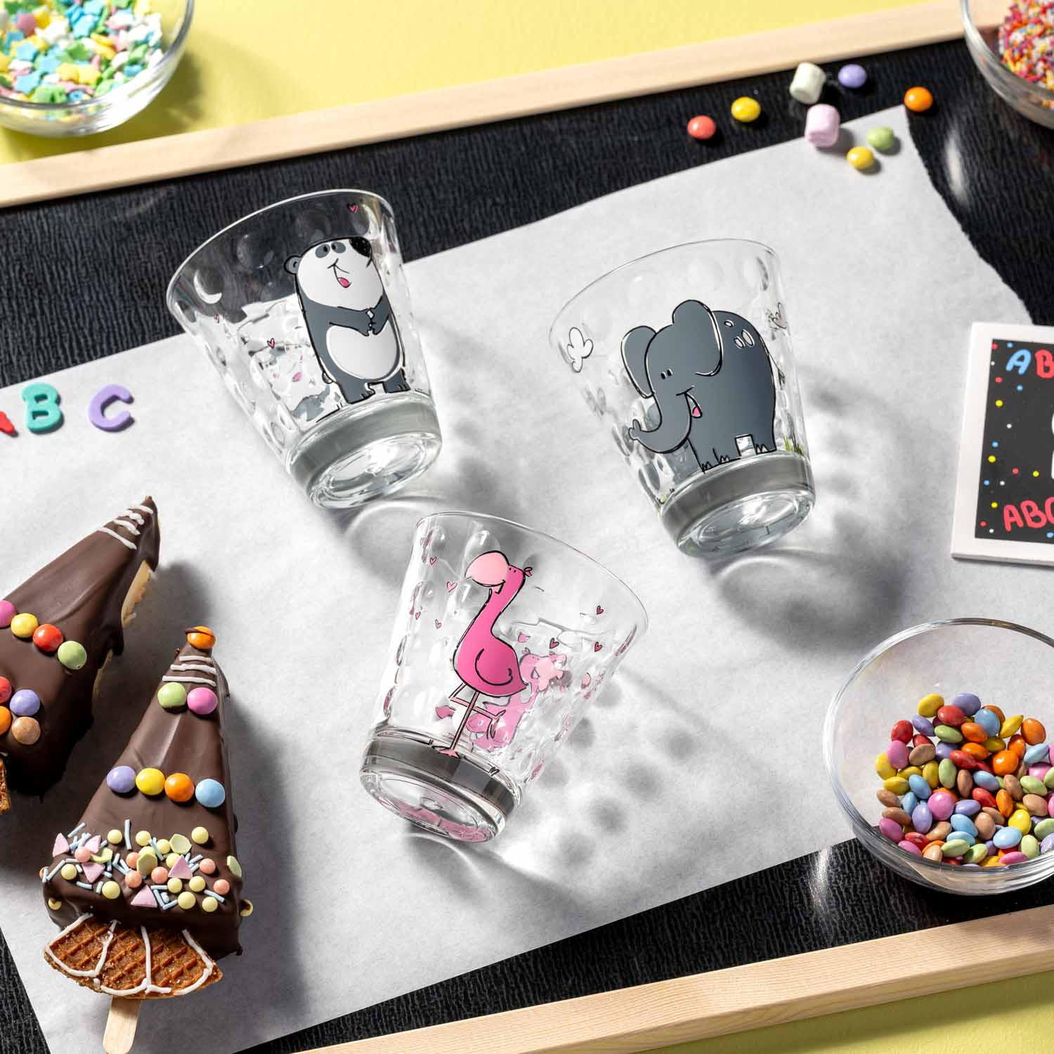 KINDER-GLÄSERSET Bambini Optic 6-teilig  - Design, Glas (8,5/9/8,5cm) - Leonardo