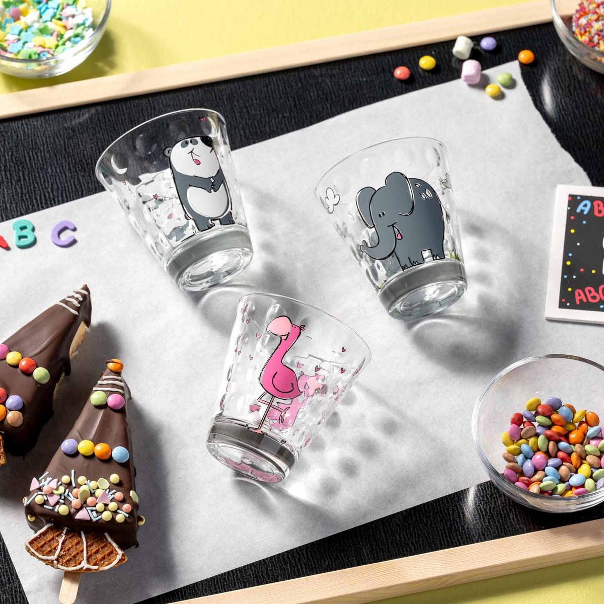 KINDER-GLÄSERSET Bambini Optic 6-teilig  - Design, Glas (8,5/9/8,5cm) - Leonardo