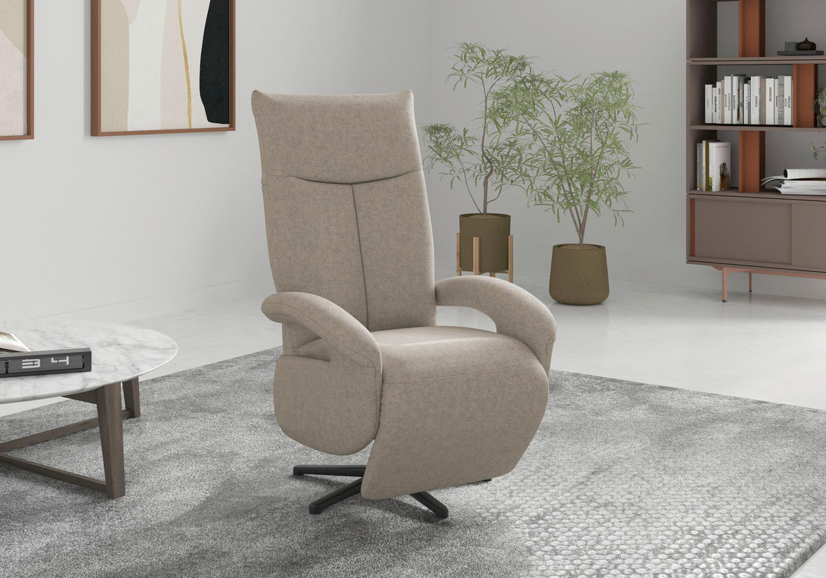 RELAXSESSEL ZOE E Flachgewebe    - Taupe/Schwarz, KONVENTIONELL, Textil/Metall (74/112/82cm) - Sit & More