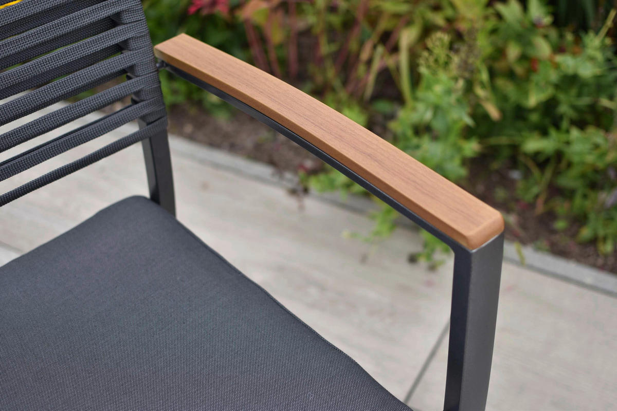 GARTENSTUHL-SET Aluminium Graphitfarben, Grau  - Graphitfarben/Grau, KONVENTIONELL, Kunststoff/Textil (61/53/83,5cm) - Gardenson