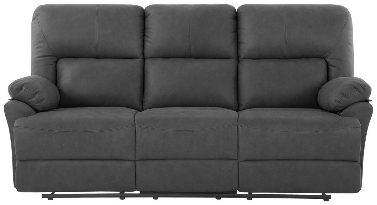 SITZGARNITUR Mikrofaser Grau  - Schwarz/Grau, KONVENTIONELL, Textil/Metall - Livetastic