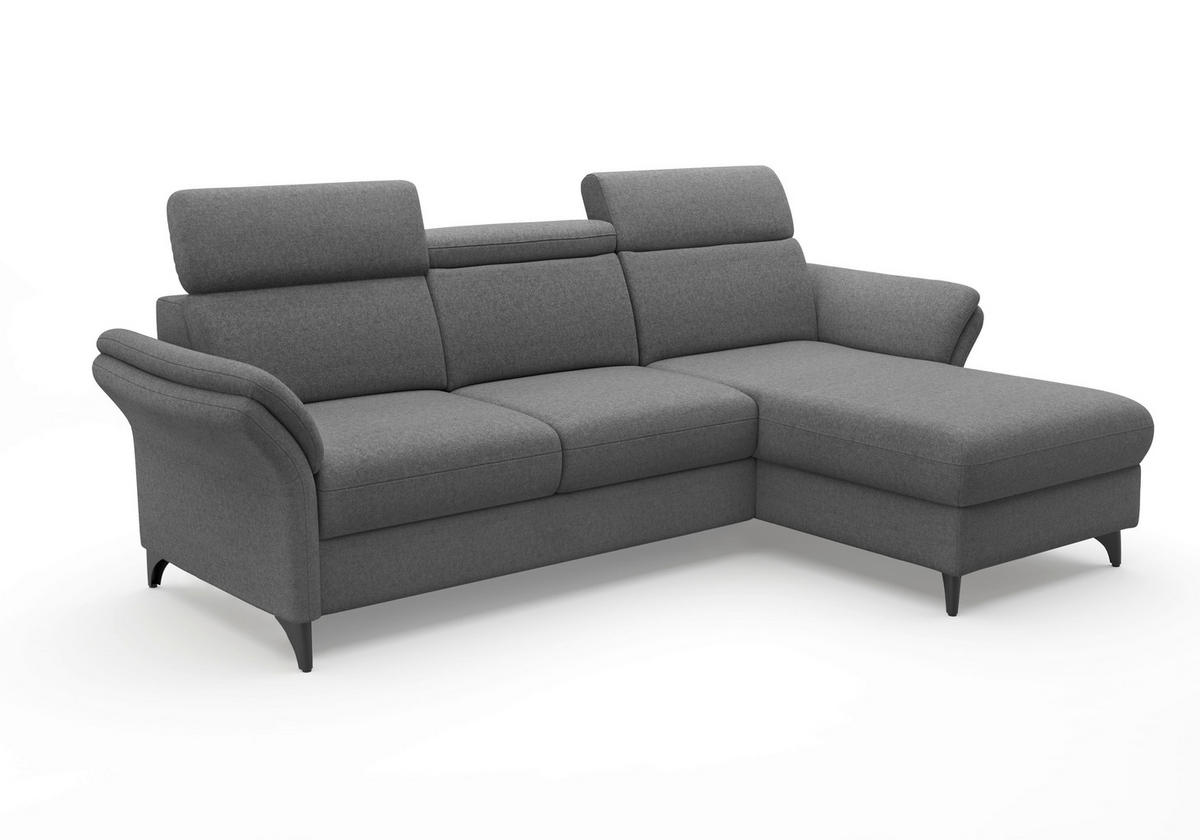 ECKSOFA GLENDALE E Dunkelgrau Flachgewebe  - Dunkelgrau/Schwarz, KONVENTIONELL, Textil/Metall (253/166cm) - Sit & More