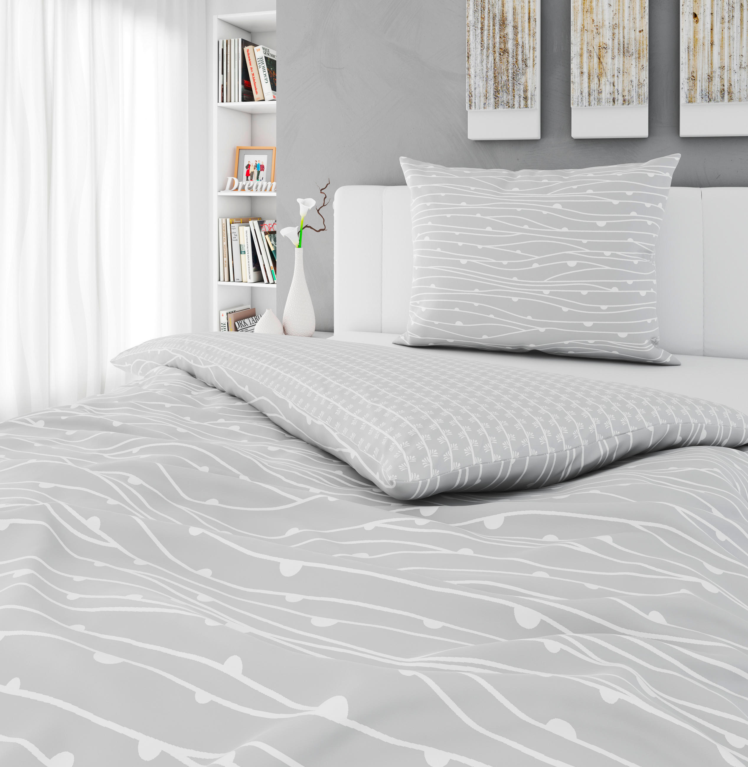 LENJERIE DE PAT 140/200 cm  - gri, Konventionell, textil (140/200cm) - Novel