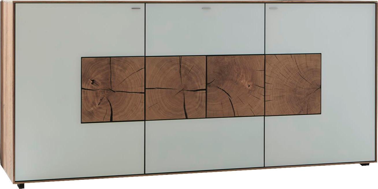 SIDEBOARD Lago  in 175/81/49 cm  - Eichefarben/Weiß, Design, Glas/Holz (175/81/49cm) - Valnatura
