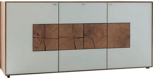 SIDEBOARD Lago in 175/81/49 cm - Eichefarben/Weiß, Design, Glas/Holz (175/81/49cm) - Valnatura