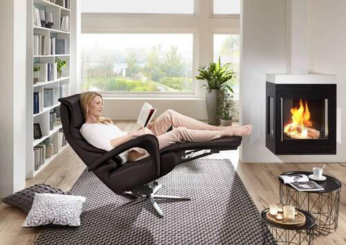 RELAXSESSEL in Leder Dunkelbraun  - Edelstahlfarben/Dunkelbraun, Design, Leder/Metall (75/106/88cm) - Dieter Knoll