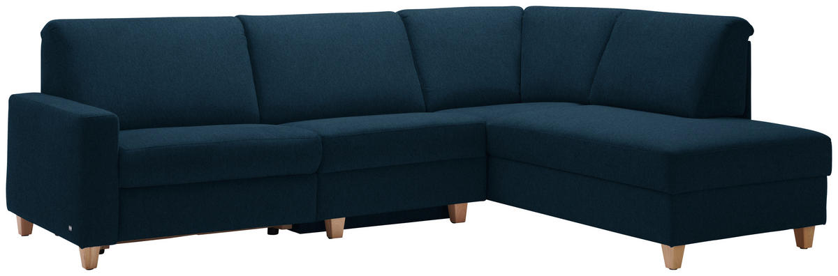 ECKSOFA in Flachgewebe Dunkelblau  261/203 cm  - Eichefarben/Dunkelblau, KONVENTIONELL, Holz/Textil (261/203cm) - Sedda