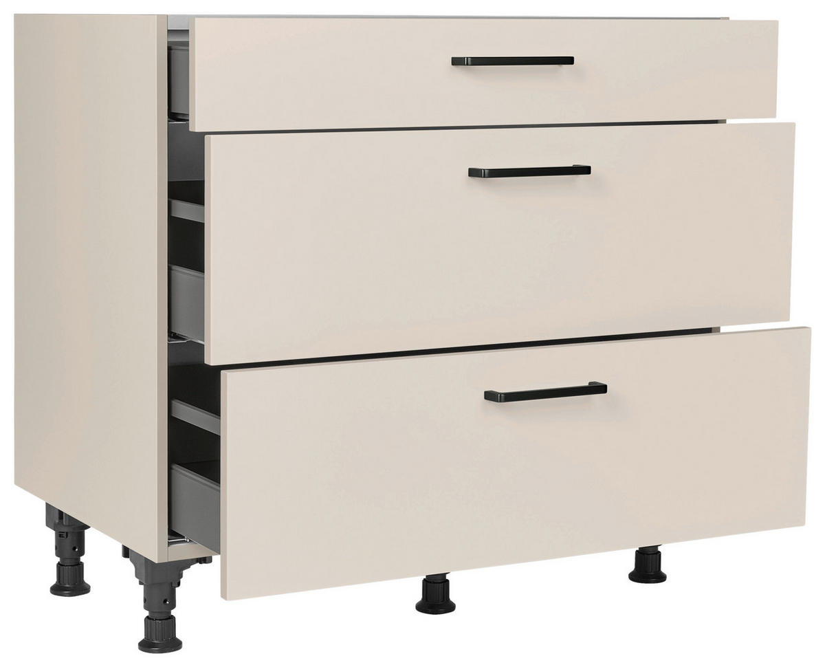 SCHUBKASTENUNTERSCHRANK 90/87/56 cm  in Sandfarben  - Sandfarben/Schwarz, MODERN, Holzwerkstoff/Metall (90/87/56cm) - Nobilia