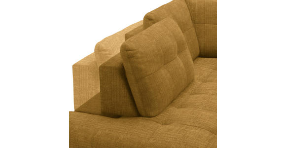 ECKSOFA in Flachgewebe, Leinenoptik Currygelb  - Currygelb/Schwarz, Design, Textil/Metall (208/247cm) - Xora