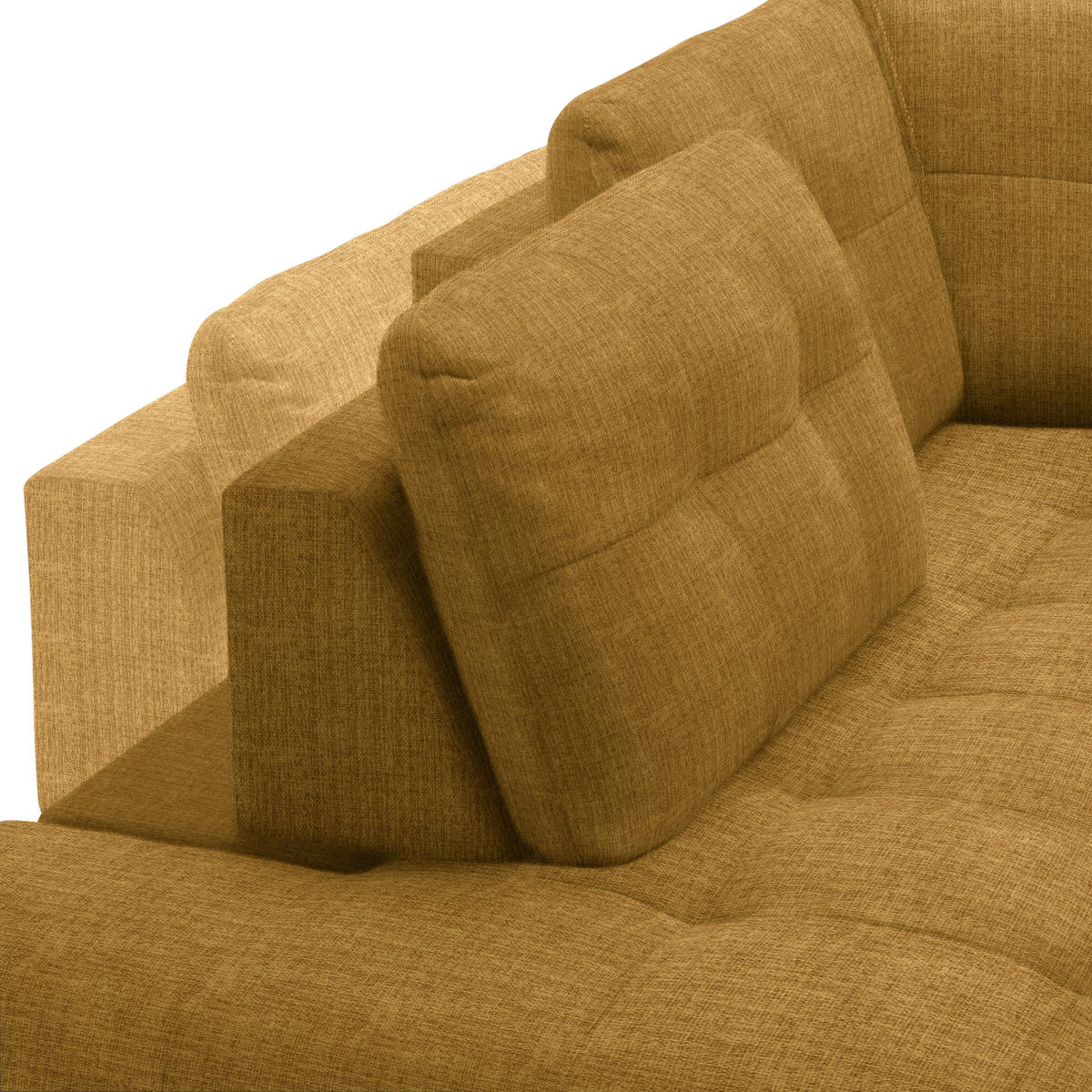 ECKSOFA in Flachgewebe, Leinenoptik Currygelb  208/247 cm  - Currygelb/Schwarz, Design, Textil/Metall (208/247cm) - Xora