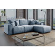 ECKSOFA  in Samt Blau  293/195 cm  - Chromfarben/Blau, KONVENTIONELL, Kunststoff/Textil (293/195cm) - Carryhome