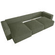 ECKSOFA Olivgrün Cord Zierkissen, Rückenkissen, Schlaffunktion, Rücken echt  - Schwarz/Olivgrün, MODERN, Kunststoff/Textil (350/168cm) - Xora