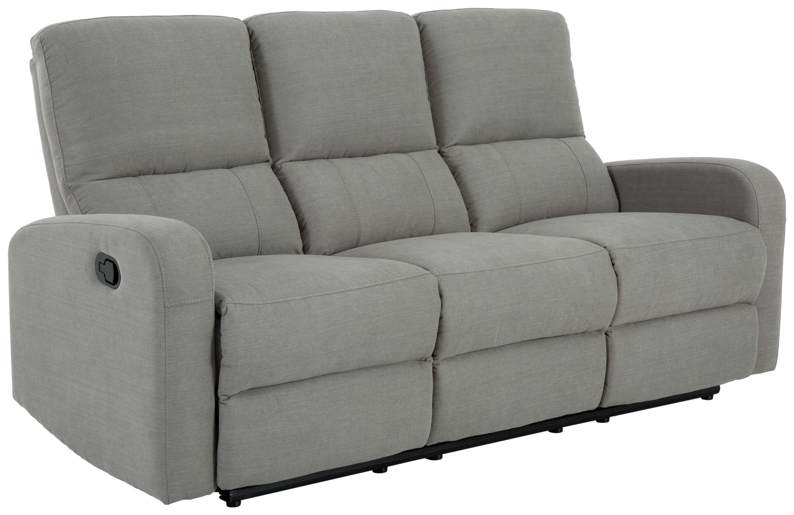 RECLINERSOFFA i grå  - svart/grå, Design, metall/trä (188/78-99/93-161cm)