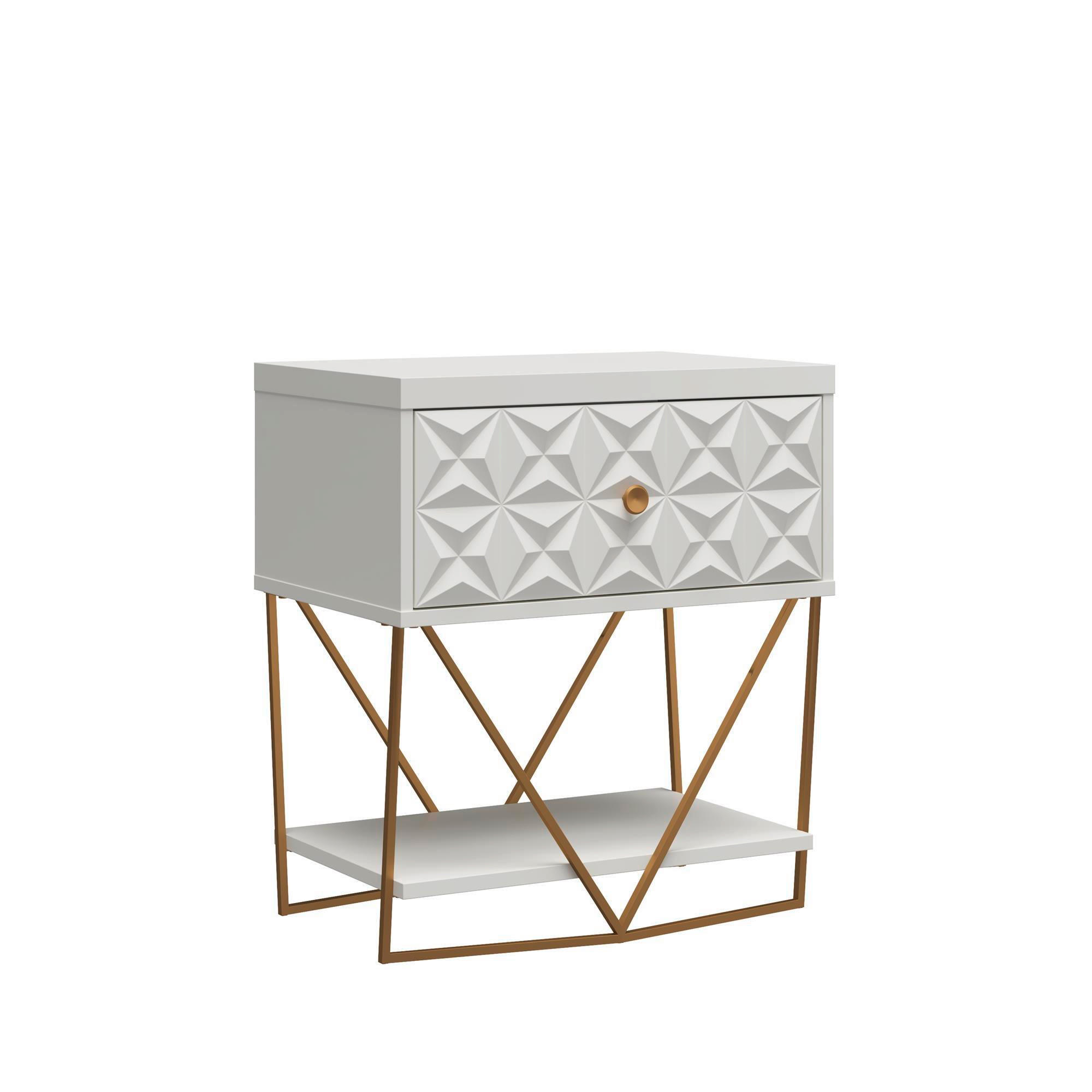 BEISTELLTISCH 59/42/68 cm Creme rechteckig  - Creme, Design, Holzwerkstoff/Metall (59/42/68cm) - MID.YOU
