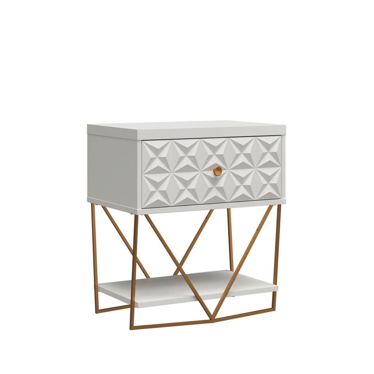 BEISTELLTISCH 59/42/68 cm Creme rechteckig  - Creme, Design, Holzwerkstoff/Metall (59/42/68cm) - MID.YOU