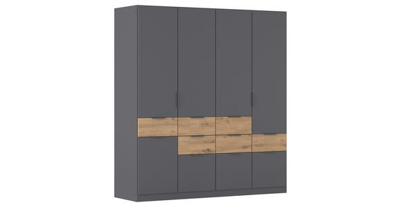 DREHTÜRENSCHRANK 5-türig Grau, Eiche Artisan  - Eiche Artisan/Grau, KONVENTIONELL, Holzwerkstoff/Metall (181/197/54cm) - Xora