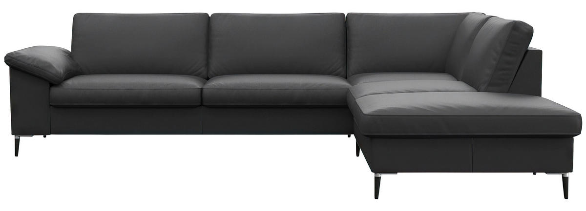 Freisteller von Livetastic ECKSOFA Schwarz Echtleder.