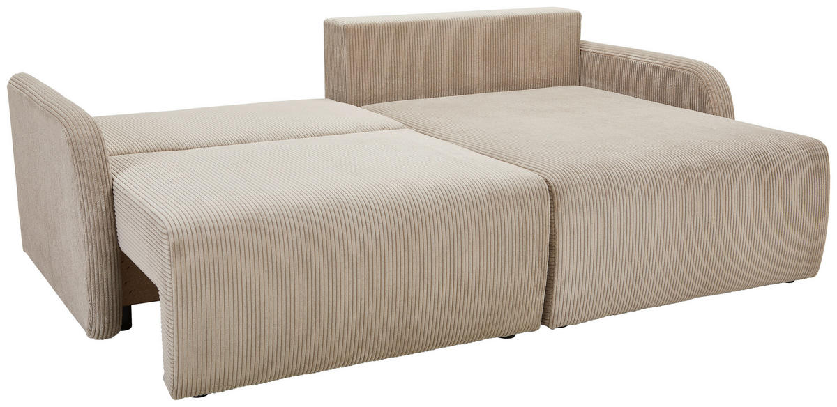 ECKSOFA Beige Cord  - Beige/Schwarz, KONVENTIONELL, Kunststoff/Textil (217/146cm) - Carryhome