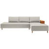 ECKSOFA in Flachgewebe Ecru  - Ecru/Eichefarben, Design, Holz/Textil (307/190cm) - Joka