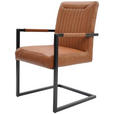 ARMLEHNSTUHL in Eisen Echtleder pigmentiert - Cognac/Schwarz, Design, Leder/Metall (55/91/64cm) - Ambia Home