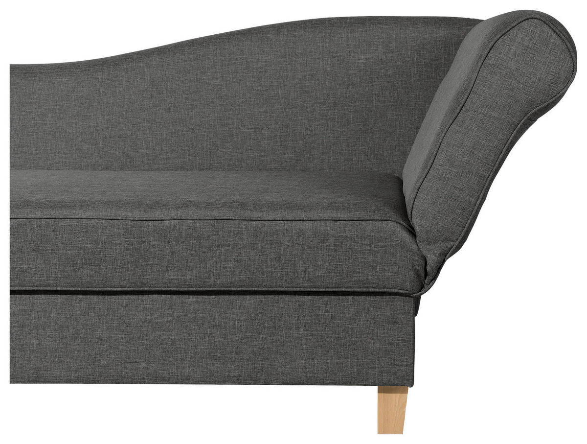 RÉCAMIERE Anthrazit Flachgewebe  - Anthrazit/Buchefarben, Design, Holz/Textil (190/82/88cm) - Max Winzer