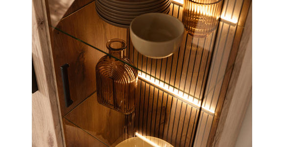 VITRINE  in Eichefarben  - Eichefarben/Anthrazit, KONVENTIONELL, Glas/Holzwerkstoff (75/208/38cm) - Cantus